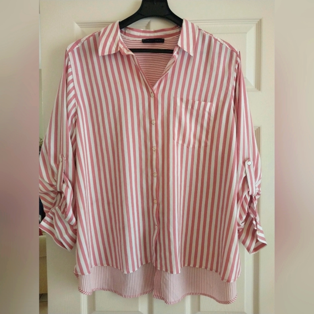 Jane & Delancey Oversize soft striped blouse size 2XL